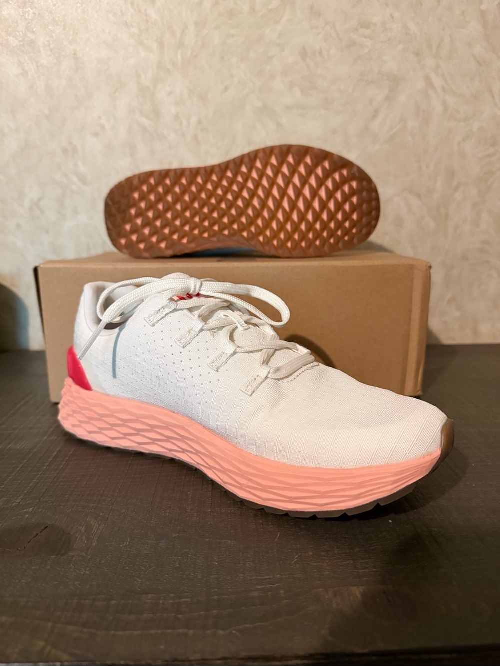 NOBULL White Athletic Trainer with Pink Coral Midsole
